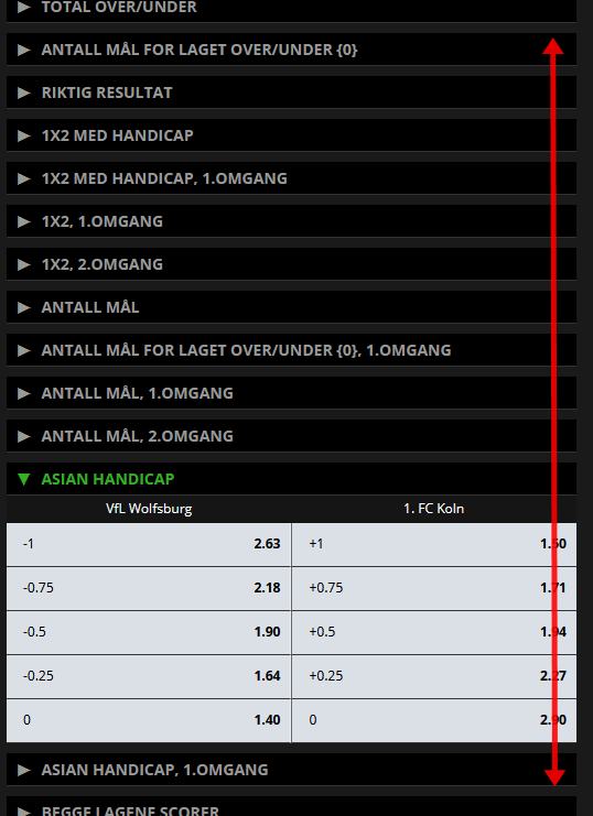 Et eksempel på før-kamp betting
